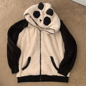 Adult Size Panda Full Zip Teddy Hoodie